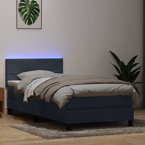 Boxspringbett mit Matratze & LED Dunkelgrau 90x220 cm Samt
