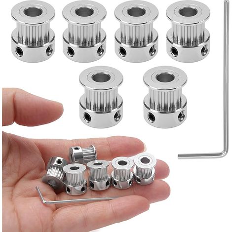 6 Pièces Poulie de distribution GT2 16 Dent Alésage 5mm, Poulies de Synchronisation avec Clé Allen, pour Courroie D'imprimante 3D de 6mm de Largeur (1/5)
