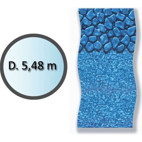 Liner piscine ronde 5.48m en PVC souple 35/100ème – Motif boulder bleu et blanc – Hauteur 122-132cm – LI1848SBO – Swimline