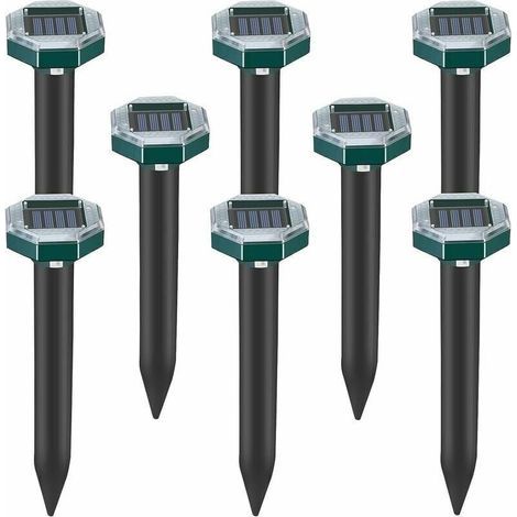 Lot de 8 pics repulsifs a ultrasons pour taupes, serpents et campagnols a energie solaire pour pelouse, jardin et cour, repulsif a sardines (1/5)