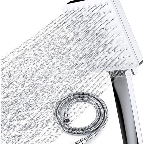 Chrome hand shower head, 6 shower modes, non-slip, easy to install, hose included. (1/5)