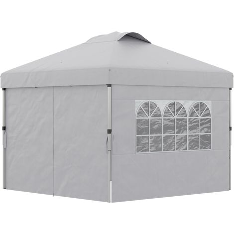 Faltpavillon/Festzelt, 3 x 3 m, höhenverstellbar, mit Seitenwänden, Belüftungsfenstern und Rollentasche