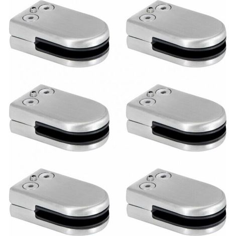 FLITI 6 Stück Glasklemmen, Edelstahl-Glasklemmen, 6–8 mm, Glasklemmenhalterungen, verstellbare Glasklemmen, flache Rückseite, Verbindung für Balustraden, Treppenhandläufe