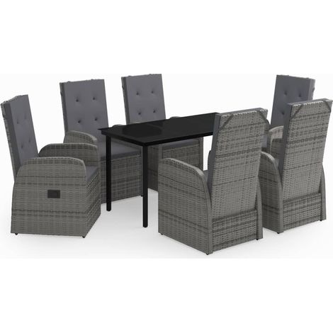 Maison Exclusive - 7-tlg. Garten-Essgruppe mit Kissen Grau