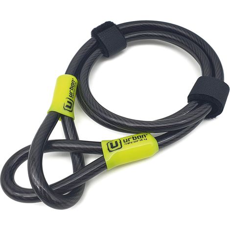 URBAN UR462M/UR462L Câble de Sécurité Vélo en Acier Flexible Ø 10mm 120cm/200cm Antivol Double Boucle pour Fixer Les Roues Selle Multifonction (1/5)