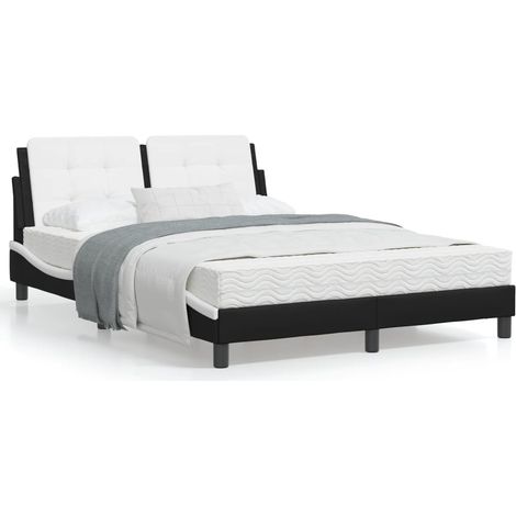 Letto con Materasso Zadar Nero e Bianco 140x190cm in Similpelle (1/5)
