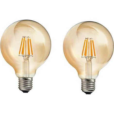 Ampoules Globe Led E27 G80, 4W équivalent 40W, 600LM Ambre Blanc Chuad 2700K, Ampoule Rétro Edison Antique Lampe, Idéal pour la Maison, Bars, Café, Restaurant, Non-dimmable, Lot de 2 (1/5)