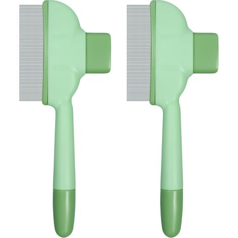 2 Peigne à puces, Bouton release, Acier inoxydable, ABS, Pour chats et chiens (1/5)