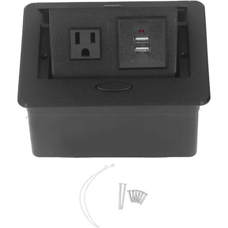 Einbau-Tischsteckdose mit 3 Löchern, zwei USB-Anschlüssen, Steckdosenleiste, 110 V AC, 16 A