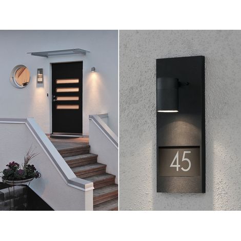 Große LED Außenwandleuchte / Hausnummernleuchte Downlight, Schwarz (1/5)