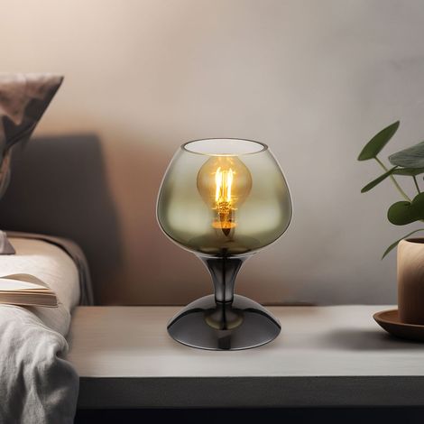 Tischleuchte Beistelllampe Schreibtischlampe Metall-Chrom Gold Glas Retrodesign (1/5)