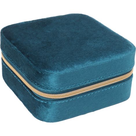 Étui de voyage en velours pour bijoux, 2 compartiments, petite boîte de rangement portable pour colliers, bagues, boucles d'oreilles, bracelets (1/5)