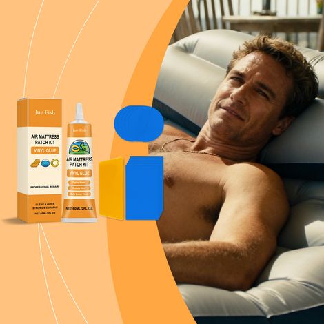 Inflatable Mattress Repair Kit for Home and Camping - Sealing, Water-Resistant, Portable Repair Agent - 60ml x 1 + Scraper x 1 + Round Patches x 5 + Rectangular Patches x 5 -- BIEMMEDUE (1/5)