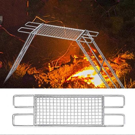 Barbecue portable léger et multifonctionnel en acier inoxydable avec grille géométrique, adapté aux activités de plein air. (1/5)