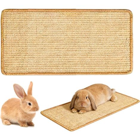 Rabbit Scratching Mat Natural Claw and Teeth Care 20 x 40 cm Natural Scratching and Chewing Surface for Rabbits Hamsters Guinea Pigs Breathable Sleeping Area (Beige) (1/5)