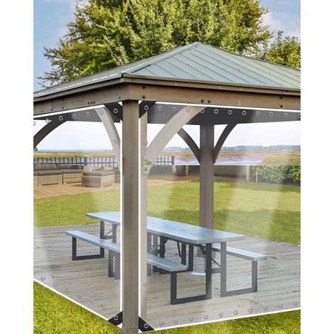 Bâche transparente de 3 x 5 m - 420 g/m² - Bâche transparente en PVC transparent et imperméable - Pour terrasse, tonnelle, balcon, pergola (1/5)