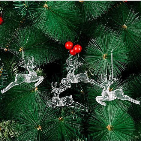 Clear Acrylic Christmas Decorations Set Snowflake Reindeer Hanging Ornaments Kit Xmas Transparent Pendant Decor for Party Holiday Wedding Trees Fireplace Patio (1/5)
