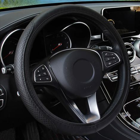 Housse de volant en cuir noir, accessoire de style automobile, compatible avec Renault Megane 2, 3, Duster, Logan, Clio 4, 3, Laguna 2, Sandero, Scenic 2 et Captur. (1/5)