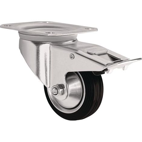 Roulette pivotante à freinage D.80mm Ch.70kg avec freinage VG 105x80mm TECWERK