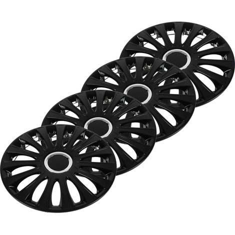 4 schwarze Premium-Sport-Radkappen (14 Zoll), hochwertige Universal-Radkappen, 4-teiliges Set für PKWs (1/5)