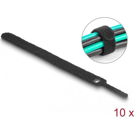 Delock Brida para cable con gancho y lazo LA 150 x AN 12 mm negro 10 piezas