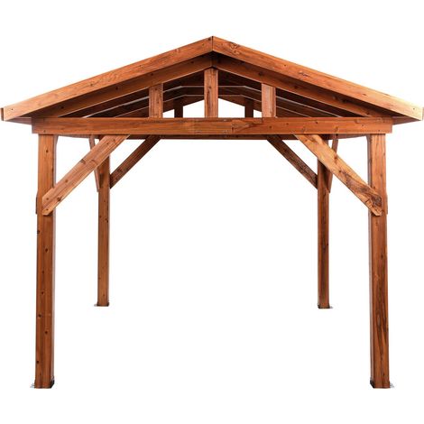 Gazebo SECCHIA Fir Wood 296 cm 350 cm Brown/ Grey (1/5)