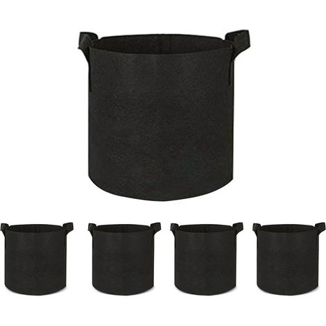 Sacchetto da giardinaggio, portatile, 30x25/35x30 cm, confezione da 5, nero (1/5)