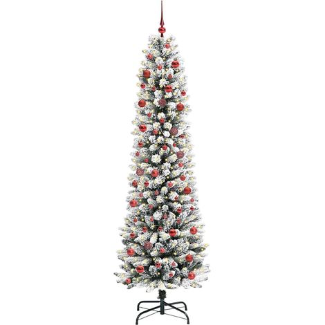 Sapin de Noël  Arbre de Noël artificiel Blanc 210 cm PVC, métal et plastique (1/5)