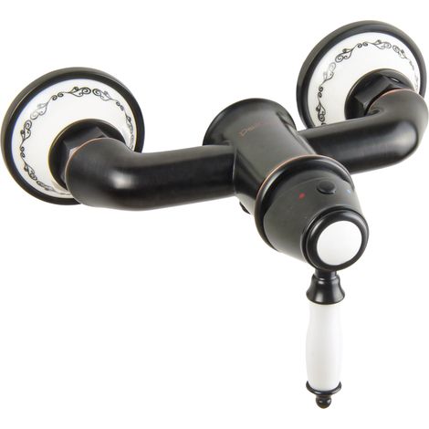 PaulGurkes schwarze Nostalgie Duscharmatur Retro Design Einhandmischer Bordüre (1/4)