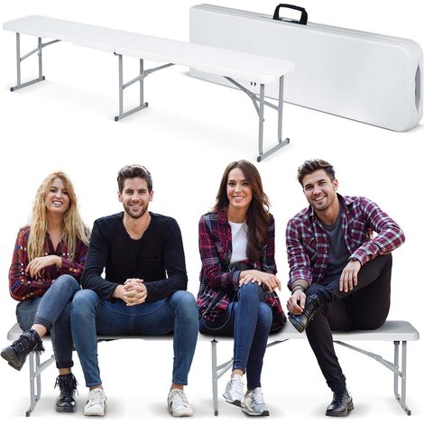 Panca da giardino pieghevole Plonos 180 cm bianca