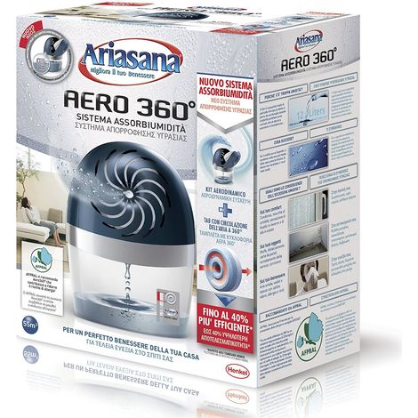 Ariasana Deumidificatore Assorbi Umidità Aero 360° Pure – Sistema con Circolazione dell'Aria, Kit Completo