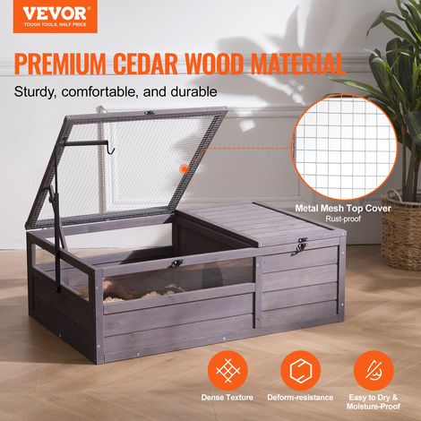 Maison pour Tortues, Habitat pour Tortues Intérieur Extérieur, Enclos en Bois pour Tortues avec Support Lampe Réglable, Cage pour R… (1/5)