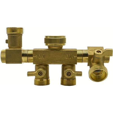 Inverseur 4 Voies en Laiton – Filetage Femelle 1/2" et 3/4", Connecteur en Y BSP avec Rotation à 360° pour Tuyaux et Robinet (1/5)