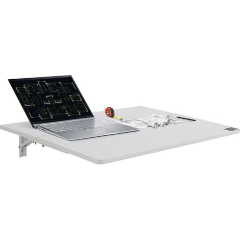 VEVOR Wall Mounted Folding Table, 31.5" x 19.69" Wall Mount Drop Leaf Table, Floating Desk with Iron Bracket, Fold Down Desk for Small Spaces, Home Office, Dining, Laundry Room, Kitchen, Bar, White (1/5)