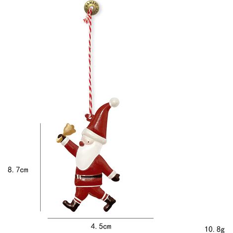 Décorations de sapin de Noël en métal, mini suspensions style nordique, ornements festifs en forme de personnage avec cloche, accessoires pour arbre de Noël, lot de 2 pièces (1/4)