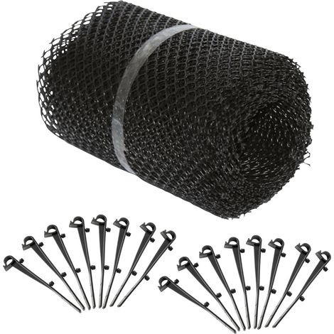 Monzana – Grille de protection de gouttière 2x 12m – 32 clips de fixation inclus – Découpable et résistant aux intempéries – Pour écoulement d'eau noir
