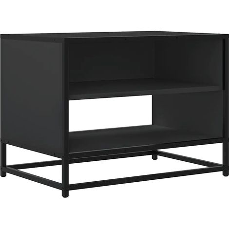 Meuble TV industriel avec grand espace de rangement salon 61 x 40 x 46 cm en bois d'ingénierie noir (1/5)