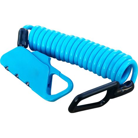 Cadenas à câble K2N pour casque, bagages et vélo, antivol, câble télescopique à code modifiable, bleu (1/5)