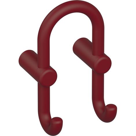 Hewi Wandhaken zweifach Breite 100mm - Kleiderhaken Wand Höhe 165mm, Kunststoff rubinrot matt (1/4)