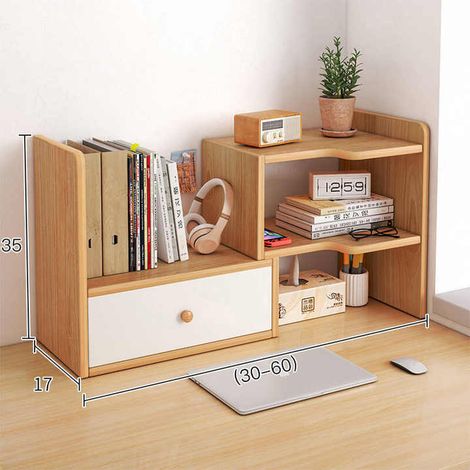 Étagère de bureau en bois, bibliothèque à plusieurs niveaux, rangement pour bureau et maison, petite armoire (1/5)