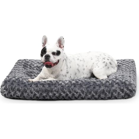 Kleines Hundebett, waschbar, beruhigendes Hundebett, Hundekäfigmatratze mit rutschfester Unterseite, flauschige Anti-Angst-Hundebetten, Haustierbetten, Kissenkissen für Hunde, dunkelgrau, 60 x 45 x 7 (1/5)