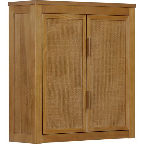 Teamson Home Hatteras Bathroom Wall Cabinet Rattan Doors, Natural (1/5)