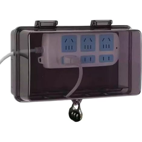 (noir)Boîtier de prise de courant extérieur étanche avec serrure - Station de charge de batterie antivol pour l'extérieur (1/4)