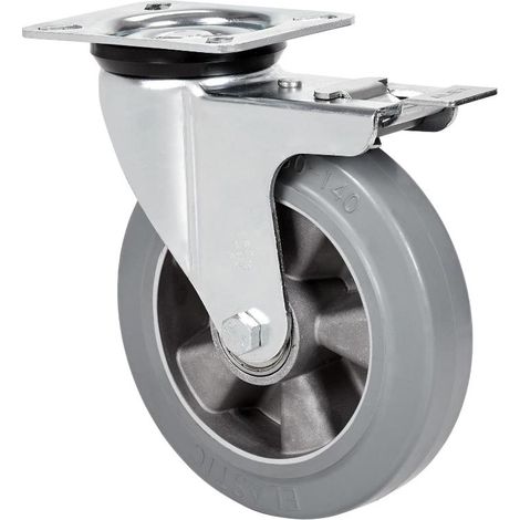 rueda giratora placa freno 4mm 10zvrfd200-degb alum-goma gris elastica bolas (1/2)