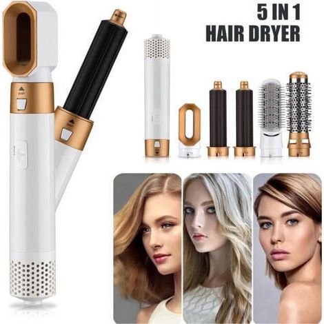 Sèche-cheveux Brosse Coiffante 5-en-1 Fer à Friser Professionnel, Lisseur Air Combo Brosse Soufflante pour Cheveux, Styler Multifonction (1/5)