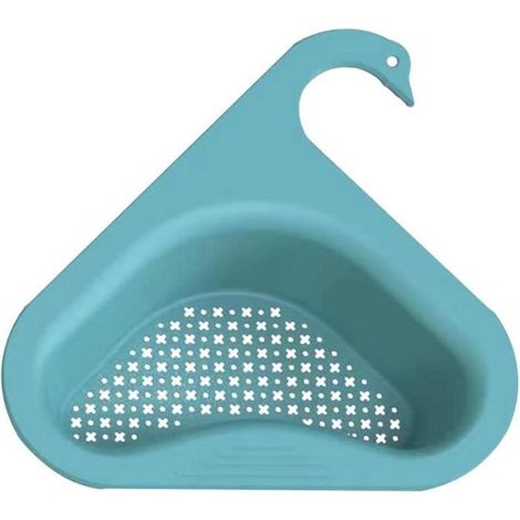 Porte Évier Triangle, Évier Égouttoir Panier Crépine, Rangement pour Évier Cuisine, Étagère d'angle Triangulaire pour Évier,Bleu (1/4)