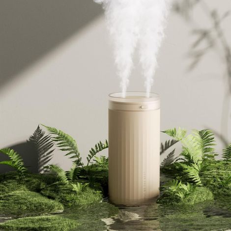 Humidificateur compact marron, mini humidificateur portable 500 ml, humidificateur personnel à brume fraîche silencieux pour la chambre, double sorti (1/5)