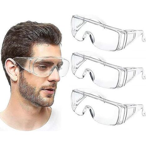 lunettes De Scurit Anti-bue, Lot De 3 Lunettes De Scurit, Anti-poussire, Anti-rayures, Lentilles Transparentes Chimiques Enveloppant La Protection (1/5)