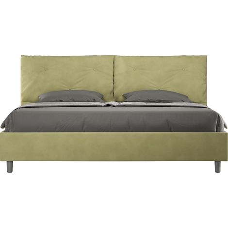 Letto Matrimoniale King Size 200x200 cm con Rete Imbottito in Microfibra Appia Large Tè Verde (1/5)