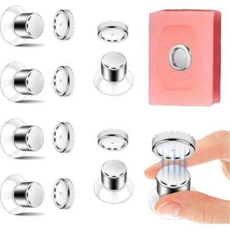 6er-Set magnetische Seifenschalen mit Saugnapf – starker Halt, kein Bohren erforderlich, magnetischer Seifenhalter aus Edelstahl für Bad und Küche